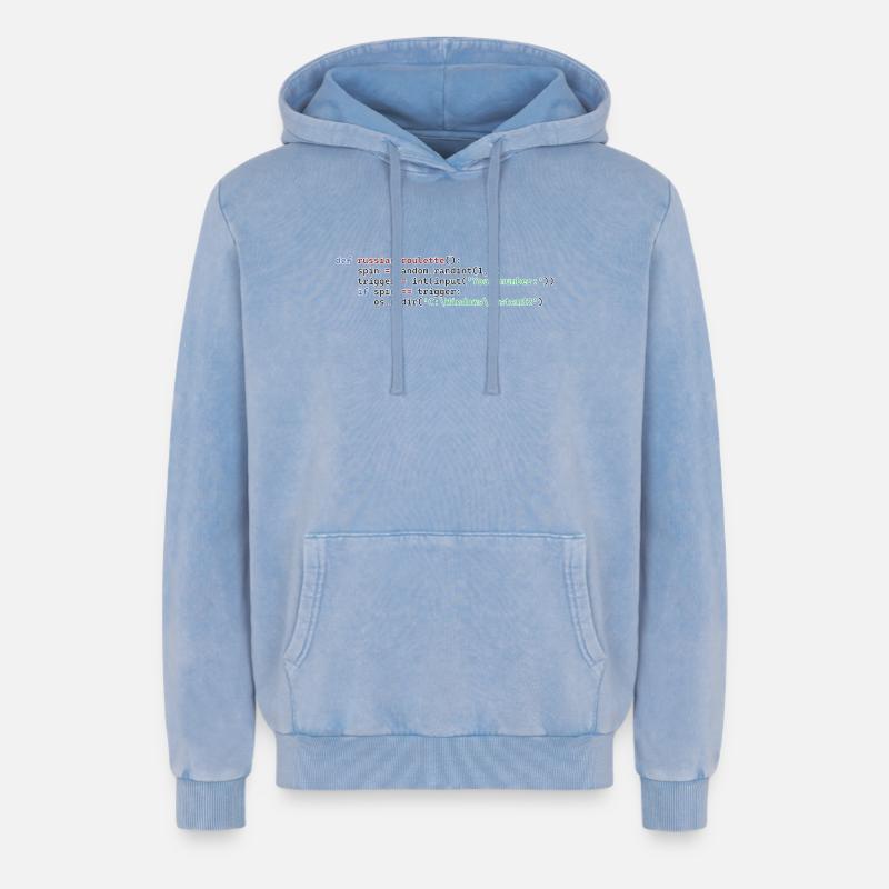 Python Russian Roulette - Relaxed Unisex Premium Acid Washed Hoodie - acid washed blue
