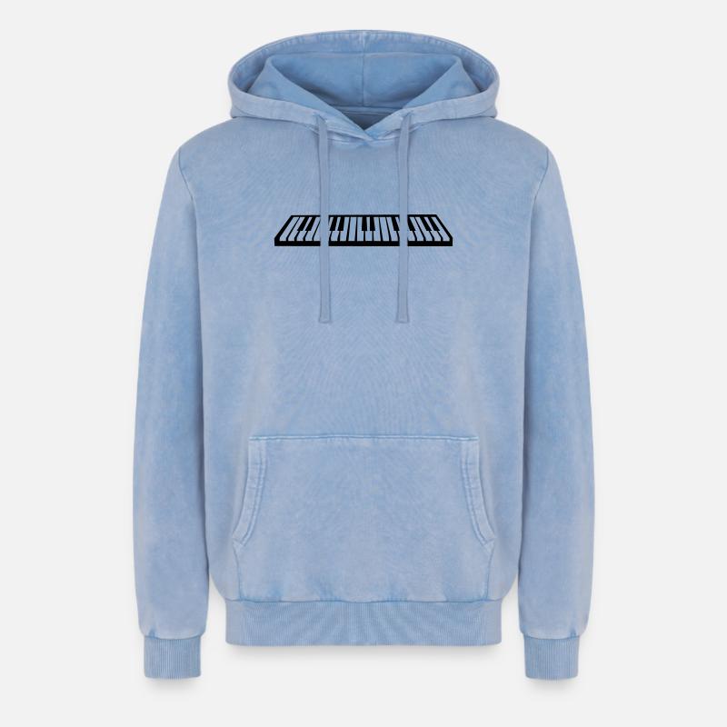 Klavier oder Keyboard - Relaxed Unisex Premium Acid-Washed Hoodie - Blau Acid Wash