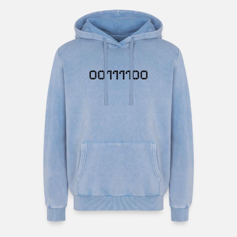 Binary notation - 60 - Relaxed Unisex Premium Acid Washed Hoodie - acid washed blue