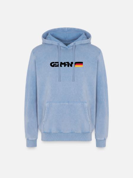 Germany - Relaxed Unisex Premium Acid-Washed Hoodie - Blau Acid Wash