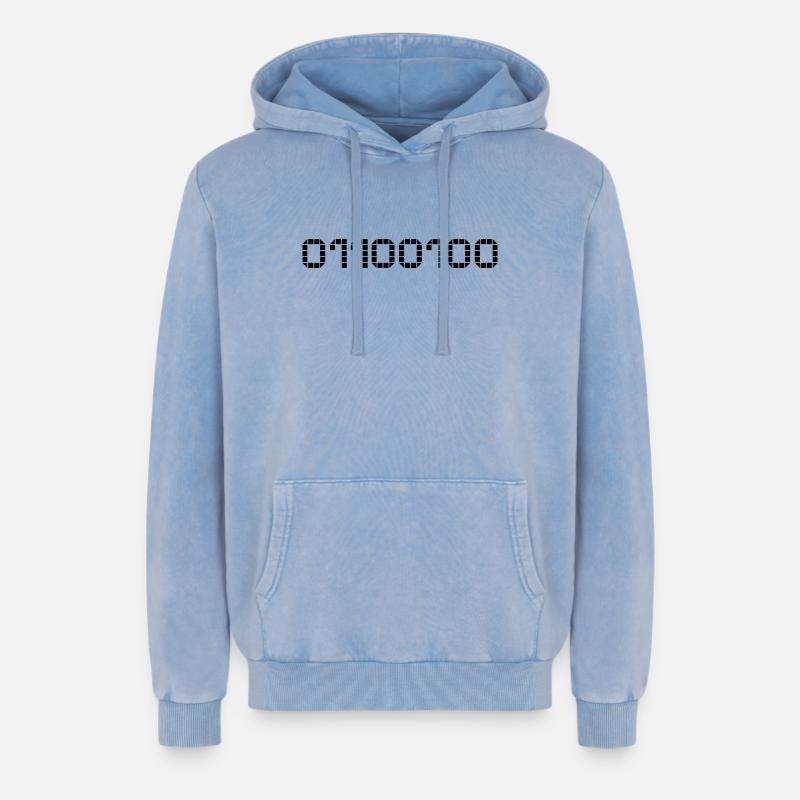 Binary notation - 100 - Relaxed Unisex Premium Acid Washed Hoodie - acid washed blue