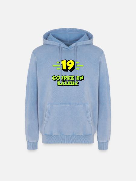 Complaining Correzien - Relaxed Unisex Premium Acid Washed Hoodie - acid washed blue
