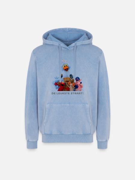 Sesamstraße – Die süßeste Straße! - Relaxed Unisex Premium Acid-Washed Hoodie - Blau Acid Wash