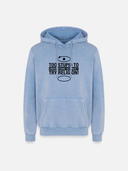 science-religion - Relaxed Unisex Premium Acid-Washed Hoodie - Blau Acid Wash