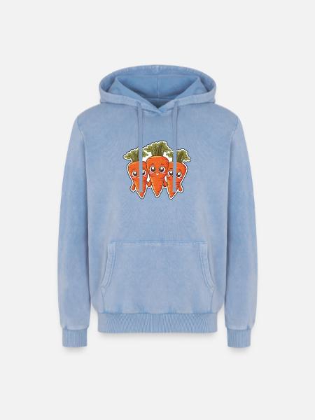 Karla, Kalle and Kim – The Carrot Friends - Relaxed Unisex Premium Acid Washed Hoodie - acid washed blue