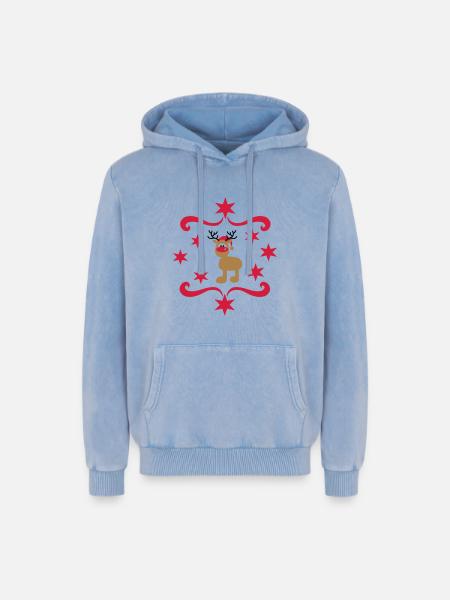 Cadeaux amusants pour Noël - Sweat à capuche unisexe Premium acid-wash en coton - bleu délavé acide