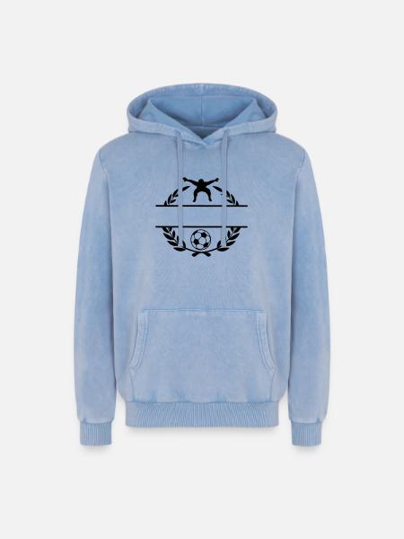 Football 1 - Relaxed Unisex Premium Acid Washed Hoodie - acid washed blue