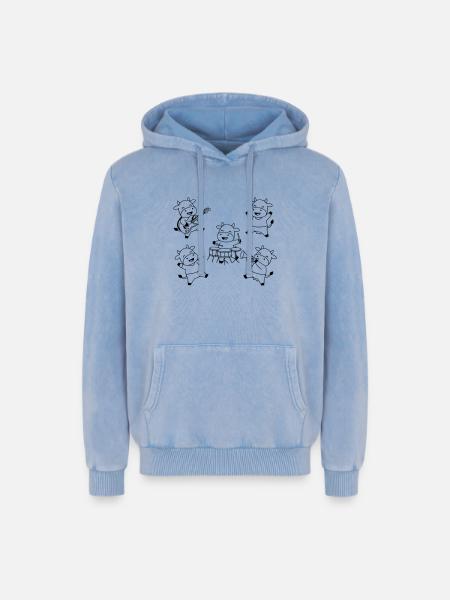 Sød ko-band musikfest-tegneserie - Unisex Premium hættetrøje acid wash - blå syrevasket