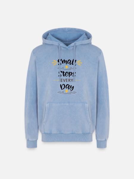 Chaque instant brille Emblème de l’Étoile - Sweat à capuche unisexe Premium acid-wash en coton - bleu délavé acide