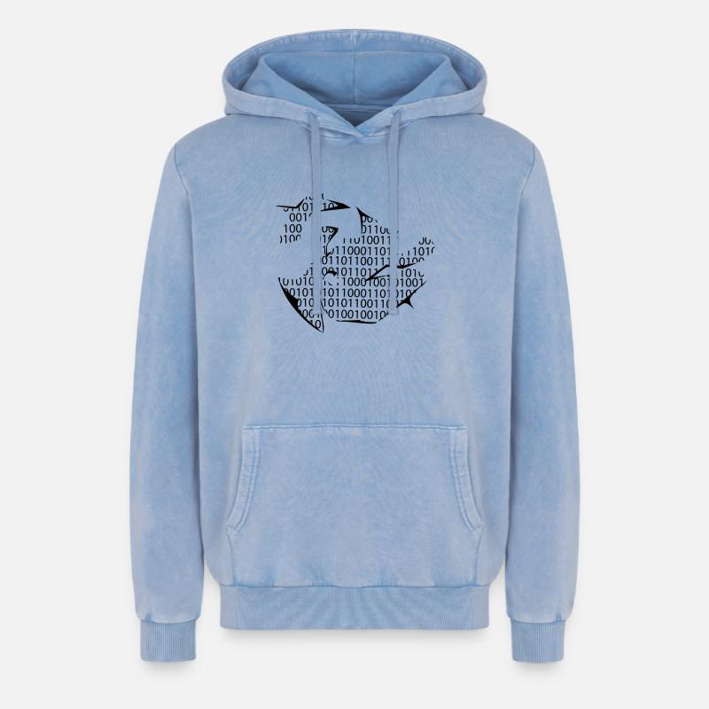 binary code - Relaxed Unisex Premium Acid Washed Hoodie - acid washed blue