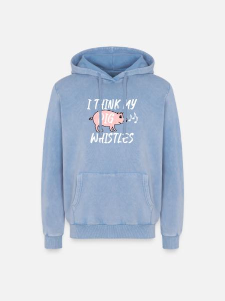 I think my pig whistles - Relaxed Unisex Premium Acid Washed Hoodie - acid washed blue