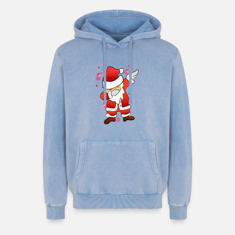 Dabbing Nicholas - Relaxed Unisex Premium Acid Washed Hoodie - acid washed blue