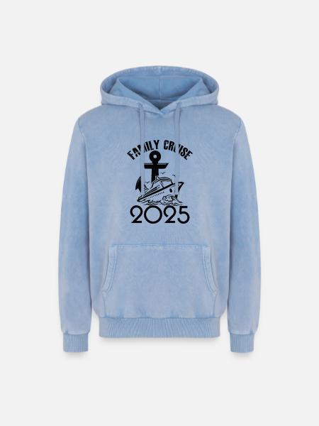Family cruise 2025 - Relaxed Unisex Premium Acid Washed Hoodie - acid washed blue