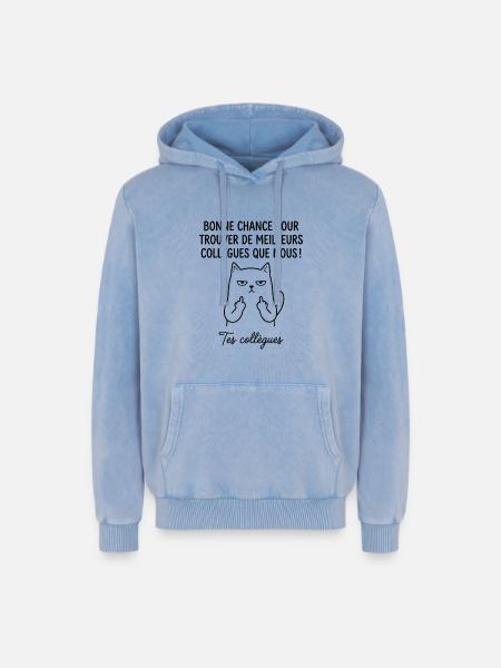 At forlade kollegaarbejde, nyt job, held og lykke - Unisex Premium hættetrøje acid wash - blå syrevasket