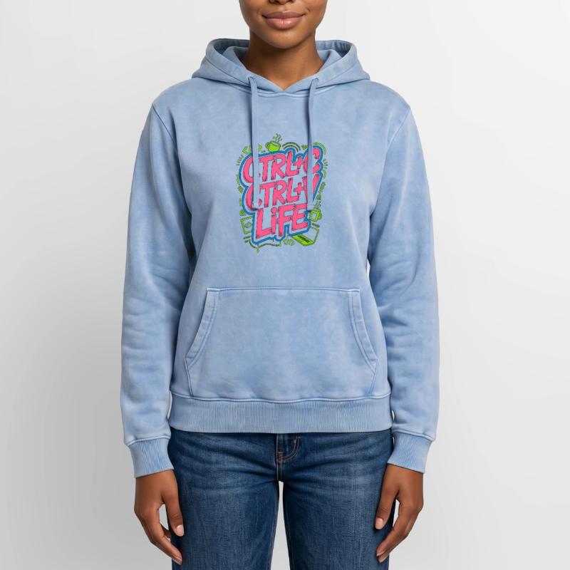 Remote Developer Ctrl+C Ctrl+V Life Web Developer Relaxed Unisex Premium Acid Washed Hoodie