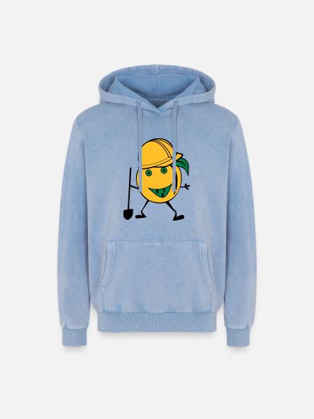 orange construction worker - Relaxed Unisex Premium Acid Washed Hoodie - acid washed blue