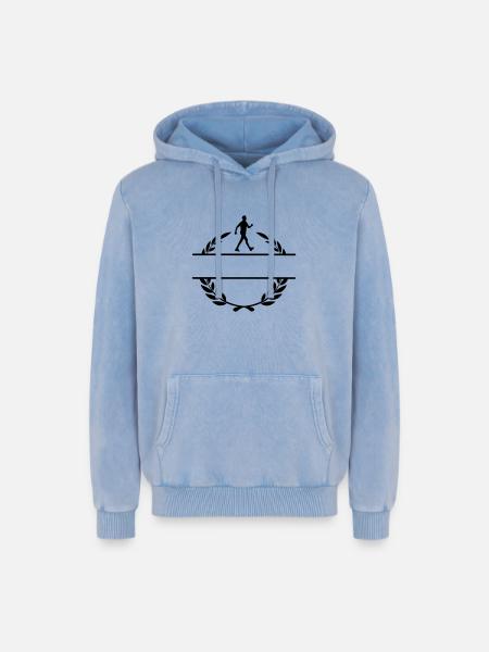 Walker in laurel wreath - Relaxed Unisex Premium Acid Washed Hoodie - acid washed blue