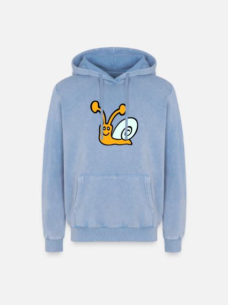 Snail Shell Cute Cute Happy Cool - Relaxed Unisex Premium Acid Washed Hoodie - acid washed blue