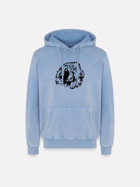 Bearded Collie Head - Relaxed Unisex Premium Acid Washed Hoodie - acid washed blue