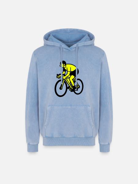 Neonrad Silhouette Radfahrer - Relaxed Unisex Premium Acid-Washed Hoodie - Blau Acid Wash