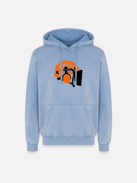 Forsthelm Baumpflege Waldarbeiter Holzfäller - Relaxed Unisex Premium Acid-Washed Hoodie - Blau Acid Wash