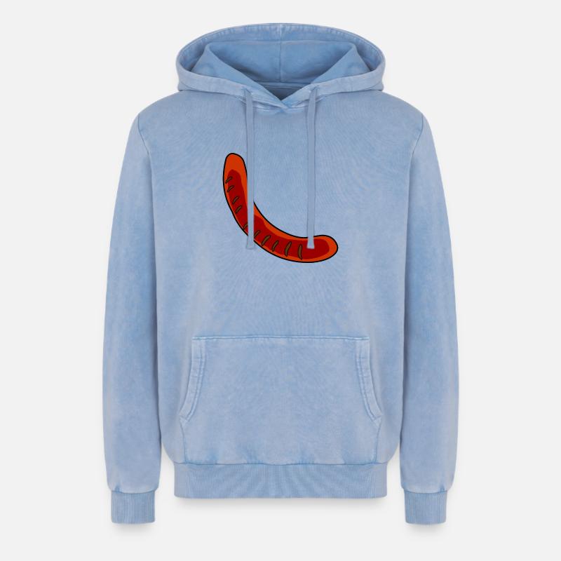 Wurst oder Bratwurst - Relaxed Unisex Premium Acid-Washed Hoodie - Blau Acid Wash