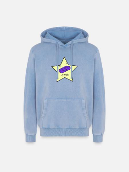 Soapstar - Relaxed Unisex Premium Acid Washed Hoodie - acid washed blue
