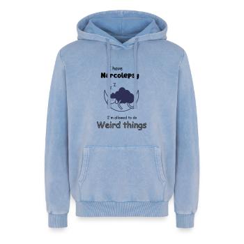 Mouton endormi au clair de lune avec narcolepsie - Sweat à capuche unisexe Premium acid-wash en coton - bleu délavé acide - Devant - AI Model Female 172 dark (172cm) & AI Model Male 185 light (185cm)