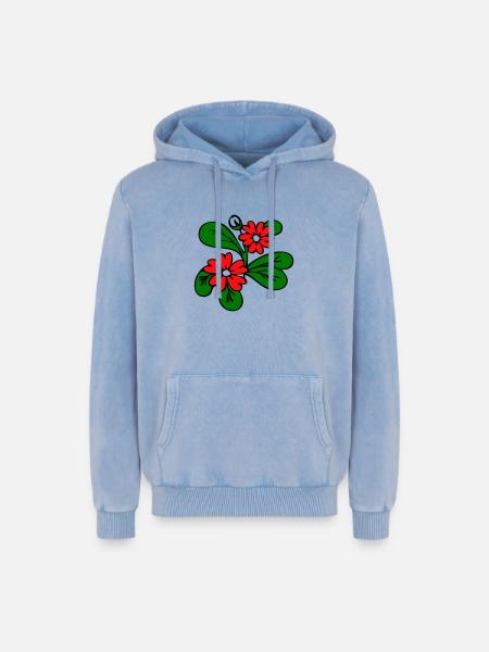 Blüten Fantasie - Relaxed Unisex Premium Acid-Washed Hoodie - Blau Acid Wash