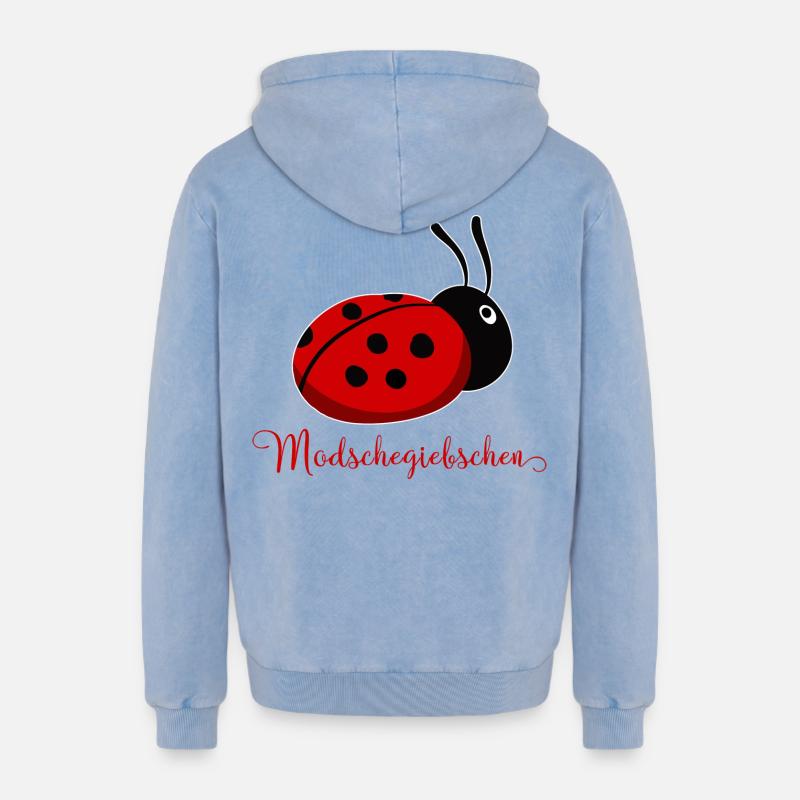 Modschegiebchen Ladybug Saxon Gift Idea - Relaxed Unisex Premium Acid Washed Hoodie - acid washed blue