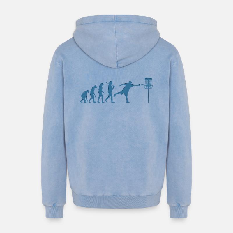 Disc Golf Evolution - Sweat à capuche unisexe Premium acid-wash en coton - bleu délavé acide