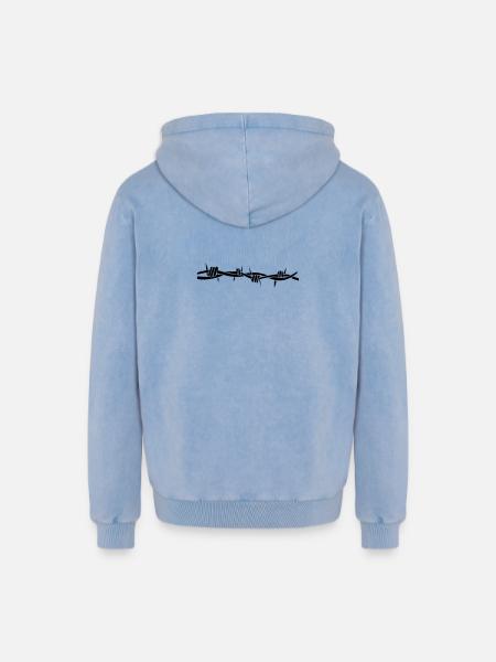 stacheldraht - Sweat à capuche unisexe Premium acid-wash en coton - bleu délavé acide