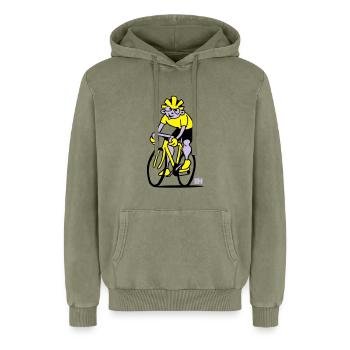 Cyclist - Cycling - Relaxed Unisex Premium Acid Washed Hoodie - acid washed green - Front - AI Model Female 172 light (172cm) & AI Model Male 185 light (185cm)