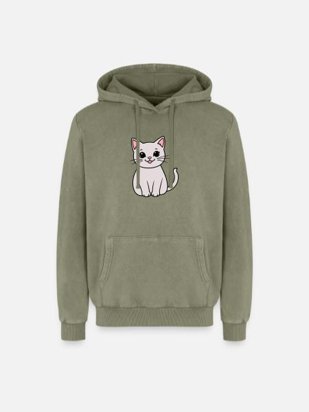 gray kitten - Relaxed Unisex Premium Acid Washed Hoodie - acid washed green