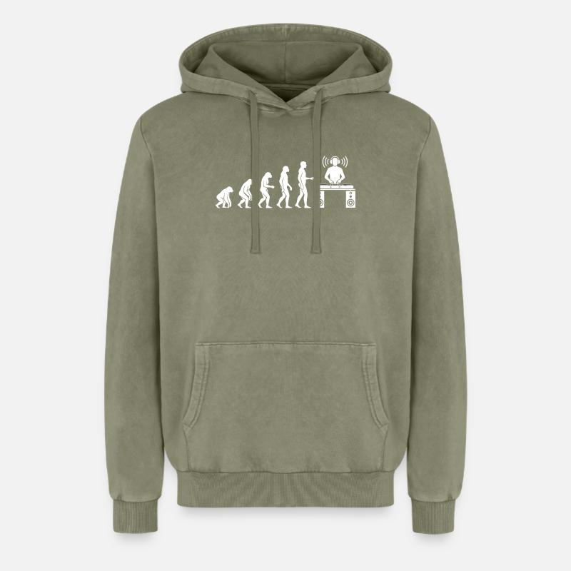 Evolution der Beats: DJ-Frontier - Relaxed Unisex Premium Acid-Washed Hoodie - Grün Acid Wash