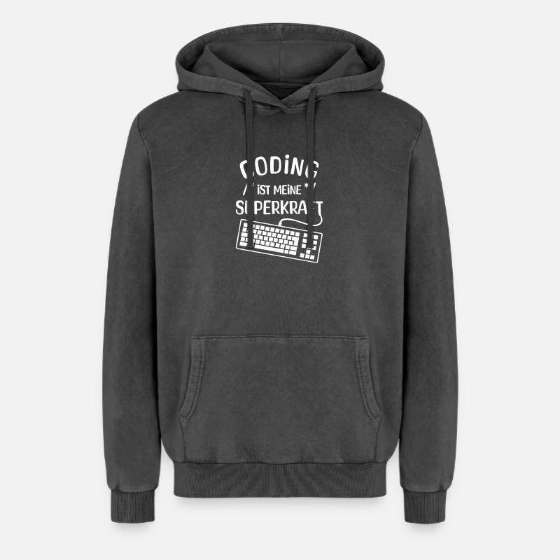 Code Skripting Statement Computerfreak Developer - Relaxed Unisex Premium Acid-Washed Hoodie - Schwarz Acid Wash
