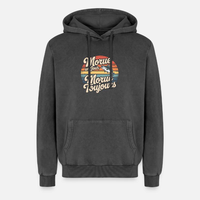 Once cod Cod - Relaxed Unisex Premium Acid Washed Hoodie - acid washed black