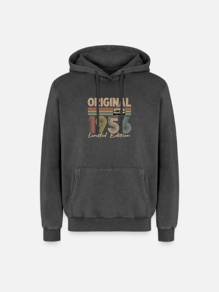 70e anniversaire, 70 ans - Sweat à capuche unisexe Premium acid-wash en coton - noir délavé acide