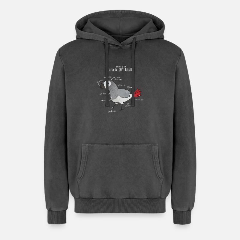 Anatomie du python royal - Sweat à capuche unisexe Premium acid-wash en coton - noir délavé acide