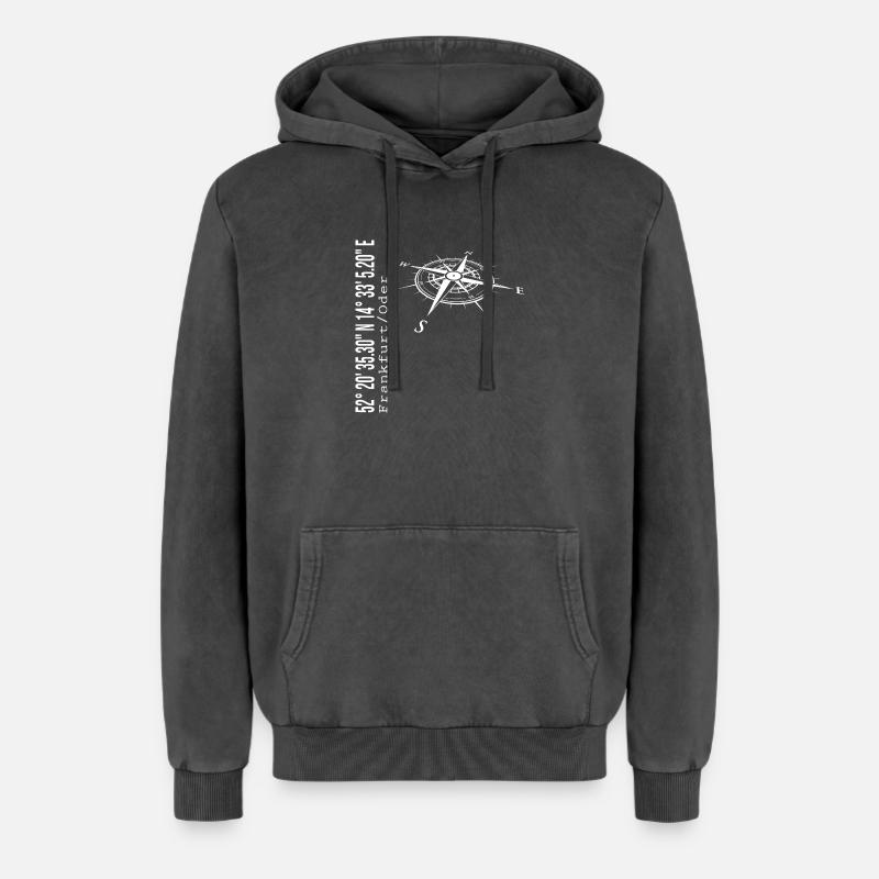 Francfort / Oder - Sweat à capuche unisexe Premium acid-wash en coton - noir délavé acide