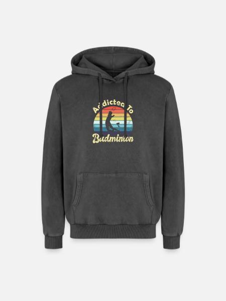 Badminton - Relaxed Unisex Premium Acid-Washed Hoodie - Schwarz Acid Wash