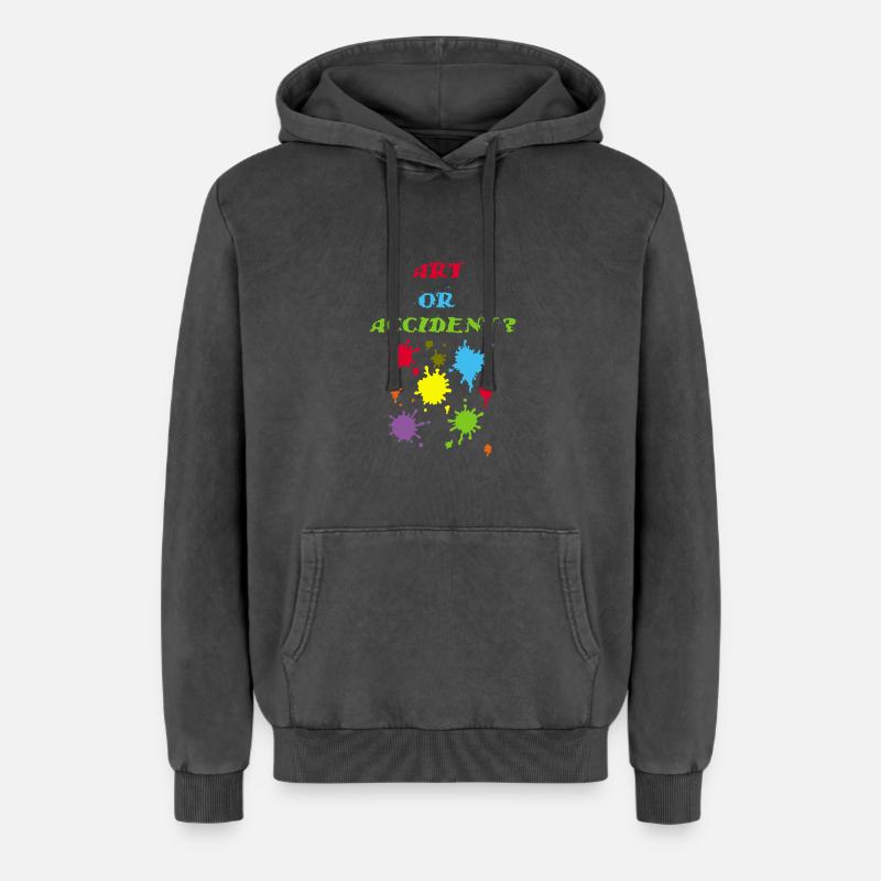 Kunst oder Unfall? - Relaxed Unisex Premium Acid-Washed Hoodie - Schwarz Acid Wash