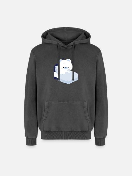 Dreamy Polar Bear on Cozy Bed - Relaxed Unisex Premium Acid Washed Hoodie - acid washed black