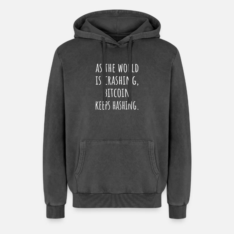 Cotations Bitcoin Devis Crypto - Sweat à capuche unisexe Premium acid-wash en coton - noir délavé acide