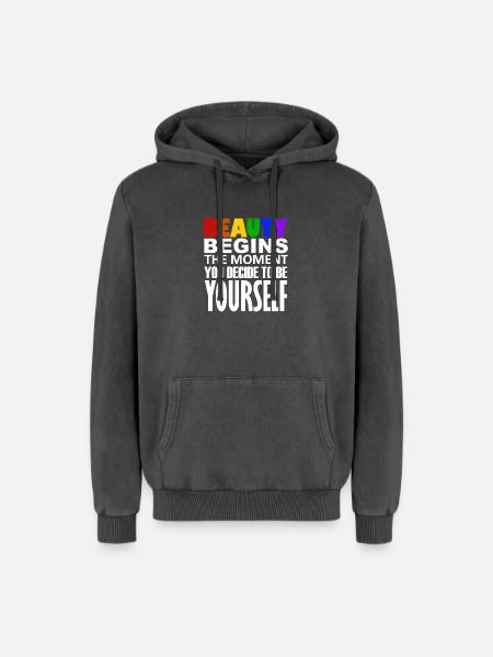 LGBTQIA+ - Relaxed Unisex Premium Acid Washed Hoodie - acid washed black