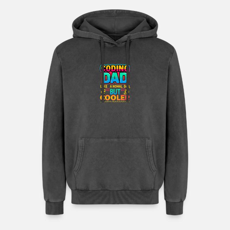Coding Dad Cooler, Programmer - Relaxed Unisex Premium Acid Washed Hoodie - acid washed black