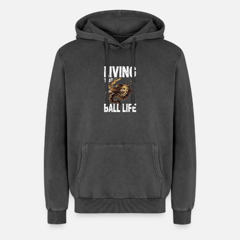 Königspython Schlangen Liebhaber Terrarium Python - Relaxed Unisex Premium Acid-Washed Hoodie - Schwarz Acid Wash