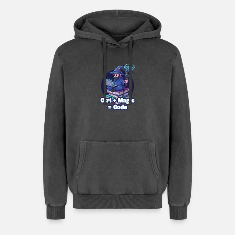 Ctrl Magic Code Zauberer - Relaxed Unisex Premium Acid-Washed Hoodie - Schwarz Acid Wash