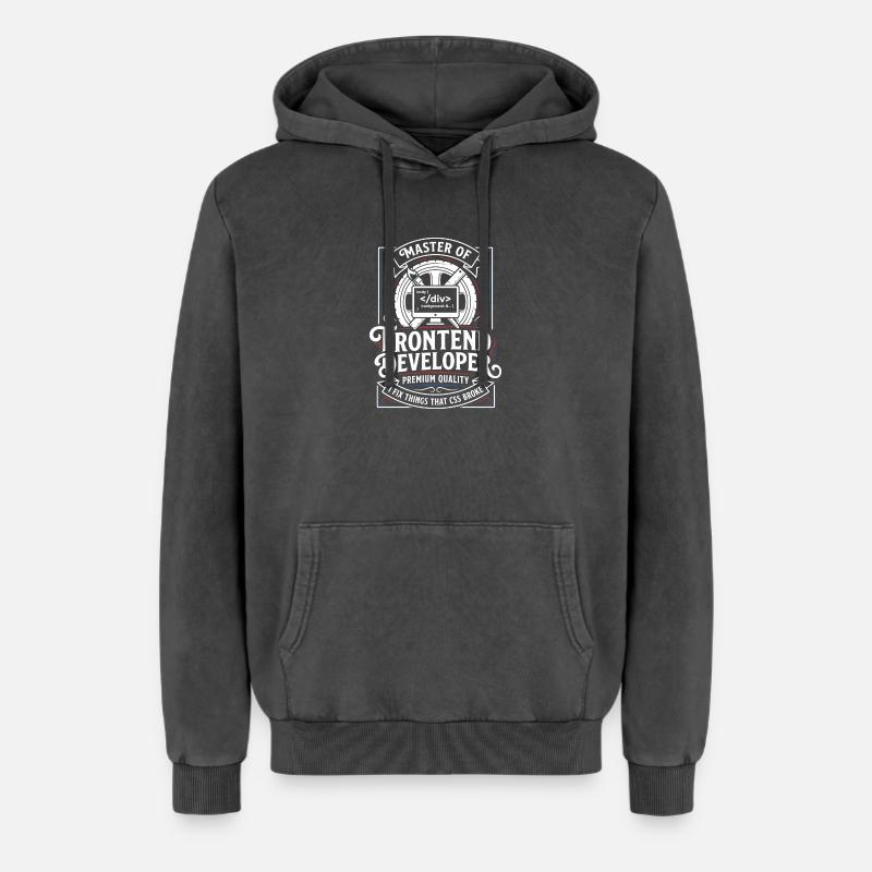 Frontend Master: CSS HTML Art - Relaxed Unisex Premium Acid Washed Hoodie - acid washed black