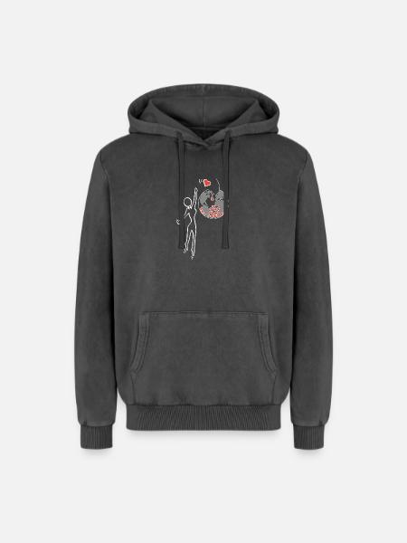 Give love - Relaxed Unisex Premium Acid Washed Hoodie - acid washed black